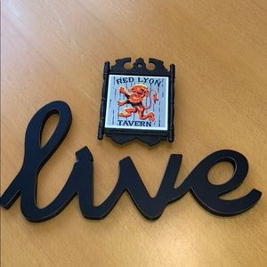 Vintage Red Lyon Tavern Cast Iron Trivets